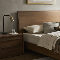 Hotel de estilo japonés para uso doméstico, plataforma doble de madera maciza, marco de cama baja, tamaño Queen King