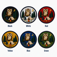 Écusson brodé 3D personnalisé Hibou de nuit, Camping, Lune, Tente, Feu de camp pour sac à dos, veste, cadeau d'extérieur