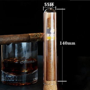 Tube en verre pour cigares Tianjing, 55 mm de diamètre, 140 mm de long, avec bouchon en liège pour le stockage et la présentation de Cohiba - Product Image 1