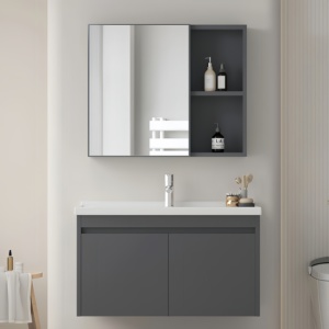 Modern Minimalist Honeycomb Aluminum Alloy Bathroom Vanity with Smart <b>Mirror</b> Integrated Ceramic Basin for <b>Small</b> Hotel Bathroom - Product Image 1