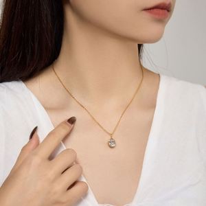 Dylam Dazzling 3ct Oval Shape 5A Cubic Zirconia Solitaire Pendant Necklace with Rhodium 18K Gold Plated S925 Silver Link Chain - Product Image 4