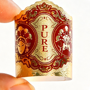 Etiquetas Artesanales Ecológicas para Cigarros Impresas con UV |   Arte Texturizado Cuadrado con Laminado Brillante y Grabado en Relieve con Lámina Dorada, Tamaños/Formas Personalizadas - Product Image 1