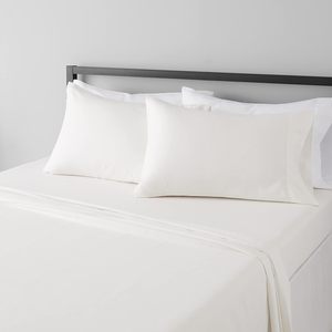 Drap-housse et drap plat en microfibre de couleur unie ensemble de drap-housse de couleur blanche pour salon et hôtel - Product Image 1