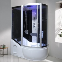 Cabine de douche coulissante intérieure avec cadre en verre pour hôtel, salle de vapeur fermée, sauna rectangulaire complet, salle de douche complète