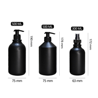 Bouteille vide de shampooing en plastique PET noir mat Boston nouvellement conçue de 300ml 500ml pour l'emballage cosmétique