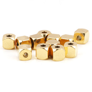 Écrous hexagonaux en laiton 6x6mm, taille métrique, finition lisse, pour composants de fabrication de bijoux DIY - Product Image 1