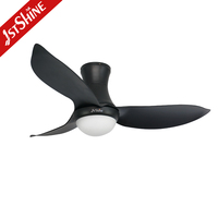 Ventilateur de plafond encastré noir 1stshine de 48 pouces avec lumière LED, moteur DC, 3 pales en ABS, télécommande, 110V