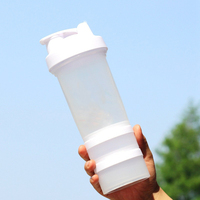 Bouteille shaker personnalisée à 3 compartiments, bouteille shaker personnalisée pour la salle de sport, bouteilles de protéines personnalisées, impression de logo, bouteille en plastique sans BPA, promotion