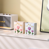 Boîte de rangement rectangulaire en céramique faite à la main avec un design multifonctionnel, porte-stylos créatif pour bureau et organisateur moderne pour la maison et le bureau
