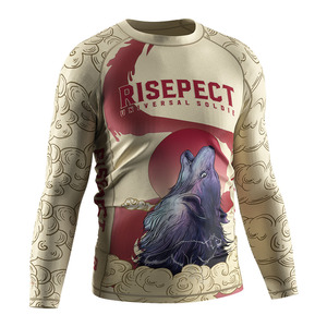 Modèle de <span class=keywords><strong>soldat</strong></span> <span class=keywords><strong>universel</strong></span> Anti-frottement Jiu Jitsu No Gi Training Grappling Workout Vente en gros Chemises de compression pour hommes Rash Guard - Product Image 3