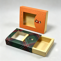 Boîte cadeau de Noël personnalisée pour fenêtre, boîte en papier rouge avec impression dorée pour crème pour les mains, emballage cadeau cosmétique de Noël