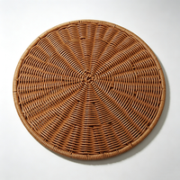 Set de table en rotin synthétique PP tressé à la main, marron, écologique, réutilisable, imperméable, résistant à la moisissure, diamètre 400 mm