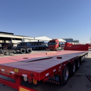 Semirremolque de <span class=keywords><strong>Plataforma</strong></span> Plana de Acero Reacondicionado Usado, 3 Ejes, Suspensión de Ballestas, Capacidad de Carga de Más de 30 Toneladas para Contenedores y Carga a Granel - Product Image 3