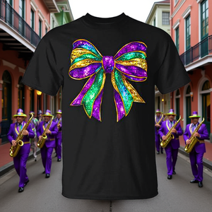 T-shirt promotionnel pour femme Coquette Bow Mardi Gras Fat Tuesday New Orleans - Product Image 3