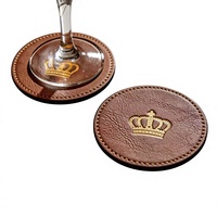 Sous-verre personnalisé en cuir PU de luxe, rond, résistant à la chaleur, pour bar, restaurant, café et maison, cadeau avec logo personnalisé