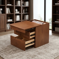 Table de chevet intelligente en bois avec compartiment caché, 4 tiroirs, serrure mécanique à carte NFC pour chambre et salle à manger