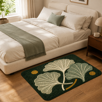 Tapis botanique touffeté pour salon avec microfibre douce et absorbante pour une décoration de sol moderne et luxueuse, tapis de bain antidérapant