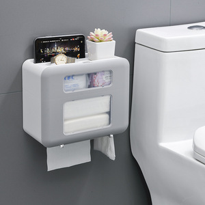 <b>Wall</b> Mounted Tissue <b>Box</b> Toilet Paper Holder Waterproof Rectangular Multipurpose Bathroom Storage White - Product Image 2