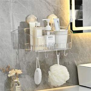 Organisateur de douche d'aspiration, rebord de cadre d'angle <span class=keywords><strong>sans</strong></span> perçage, support de douche d'aspiration de cadre de vague sous le drainage - Product Image 1