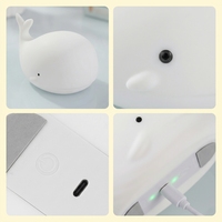 Lampe de nuit pour enfants, lumière de nuit en silicone souple pour bébé, rechargeable par USB, lumière LED portable en forme d'animal pour la chambre des enfants, chevet, cadeau de Noël