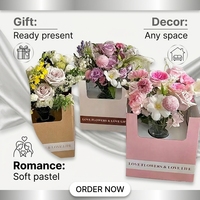 Vente en gros de boîtes à fleurs carrées en carton ondulé biodégradable de 9 pouces avec poignée de transport, impression UV, design de logo quadricolore pour