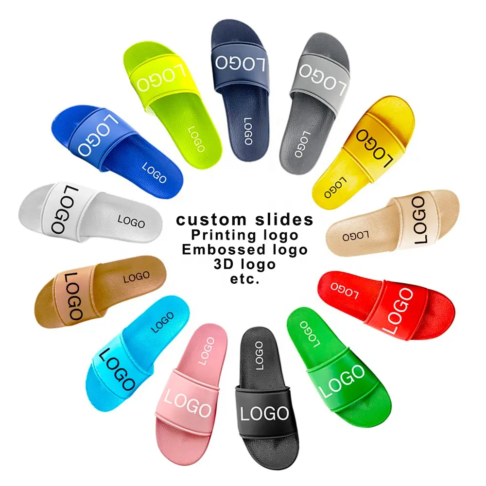 Komfortable Mehrere Farben Schwarz Blank Custom Logo Gummi Hausschuhe Slides Sandalen für Männer Frauen