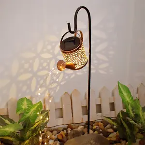 Outdoor Waterproof Decorative Lantern Hanging Big Solar Metal Watering Can Lights For Garden Table Patio Yard Pathway Walkway