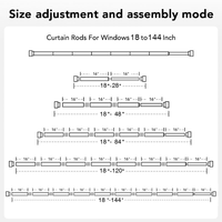 Tringle à rideau romaine réglable en gros avec supports, accessoires de tringle à rideau extensible pour fenêtre