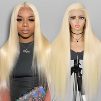 Perruque en cheveux humains Lace Front 13*4, densité 180%, couleur blonde 613, Remy vierge brésilienne, ondulée, longue, pour tissage en dentelle