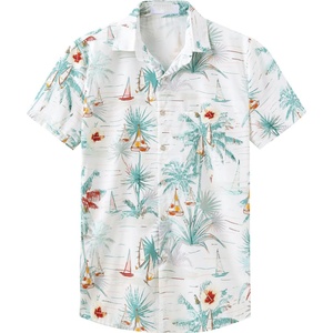 Beach Summer Wedding Mandarin Collar Anti-UV Anti-Pilling Button <b>Down</b> Twill Mens Casual Stylish Hawaiian Shirt Sleeveless - Product Image 2