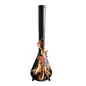 215Cm Outdoor Tuin Patio Zwart Grote Stalen Chiminea