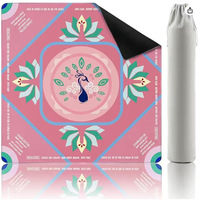 Tapis de jeu de Mahjong américain pliable, résistant à l'eau, écologique, avec motif géométrique en losanges imprimé par sublimation, surpiqué