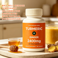105 Capsules de Mélange Botanique Curcuma Gingembre, Extrait Multi-Plantes, Complément Alimentaire, Bouteille et Étiquette Personnalisées, Vente en Gros
