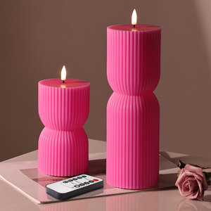 Candela LED Senza Fiamma Rosa Acceso di Mermei, Fatta a Mano in Cera di Paraffina, con Telecomando, a Batteria, Sicura per Feste di Compleanno - Product Image 3