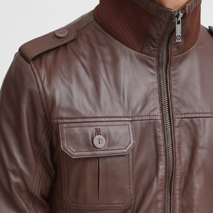 Custom Logo Streetwear Stylish <b>Slim</b> <b>Fit</b> Wholesale Rate Comfortable Unique Design Hand Made Stand Front Windproof Leather <b>Jackets</b> - Product Image 1