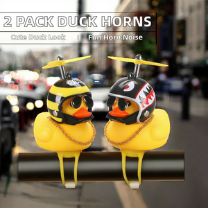 Nouvelles décorations de tableau de bord en forme de canard en caoutchouc jaune, avec cloche, hélice, <span class=keywords><strong>casque</strong></span>, bandage et chaîne dorée - Product Image 6