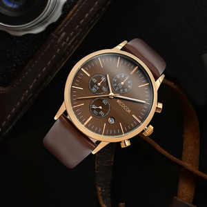 Usine Prix de Gros De Luxe D'affaires Hommes Montres Boîtier En Alliage Or Montre-Bracelet 3ATM résistant à L'eau Véritable En Cuir Chronographe - Product Image 2