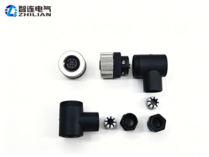 Connecteur circulaire M12 à 2 broches mâle/femelle, étanche IP67, à angle droit, câblable sur site, en laiton plaqué or, <span class=keywords><strong>4A</strong></span> 250V - Product Image 5