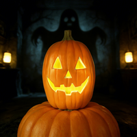 Grande citrouille Jack-O'-Lantern allongée pour Halloween, lumière LED décorative pour maison hantée, fête et décoration intérieure