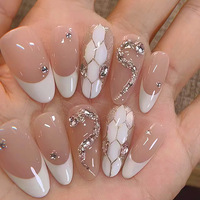 Ongles artificiels romantiques réutilisables et économiques, design de qualité salon, longue durée, en ABS, à presser