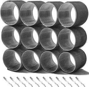 Lot de bigoudis thermiques en aluminium et nylon, plusieurs tailles, noirs, auto-agrippants, pour cheveux longs et courts - Product Image 1