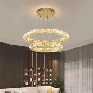 Vente chaude Gradateur Rond Pendentif Lumière Chambre Intérieur Hôtel Anneau Décoratif Cercle Lustres En Cristal - Product Image 6