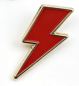 Custom Metal Enamel Lapel <b>Pin</b> Lightning Bolt Brooch Silver Plated Red <b>Badge</b> for Clothing Hats Caps - Product Image 1