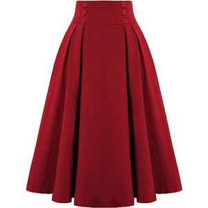 2026 Spring And Autumn Casual Pleated Vintage Corset Skirt High Waist Casual A-line Long Skirt With Pockets - Product Image 3
