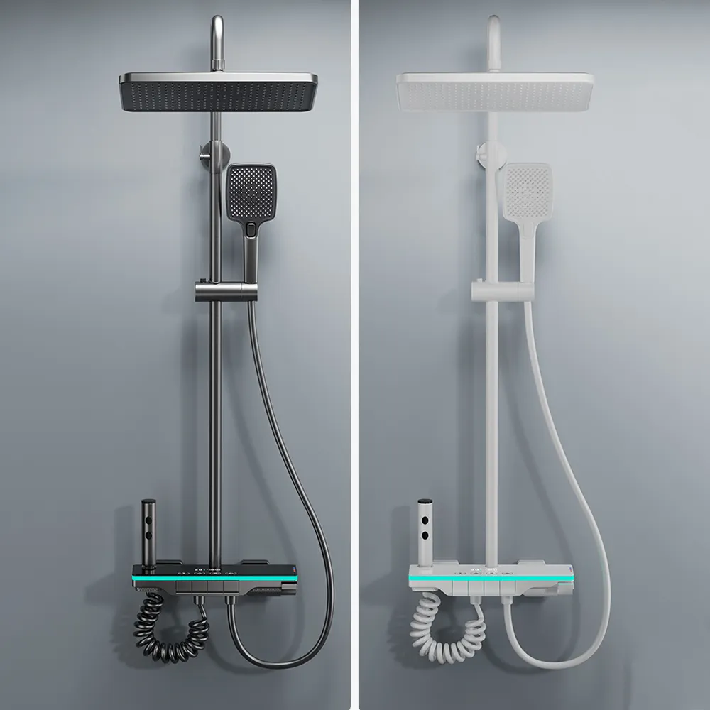 Gizli duş mikser sistemi 2 yollu yağmur biçimli duş basınç denge valfi duş banyo combo ile set