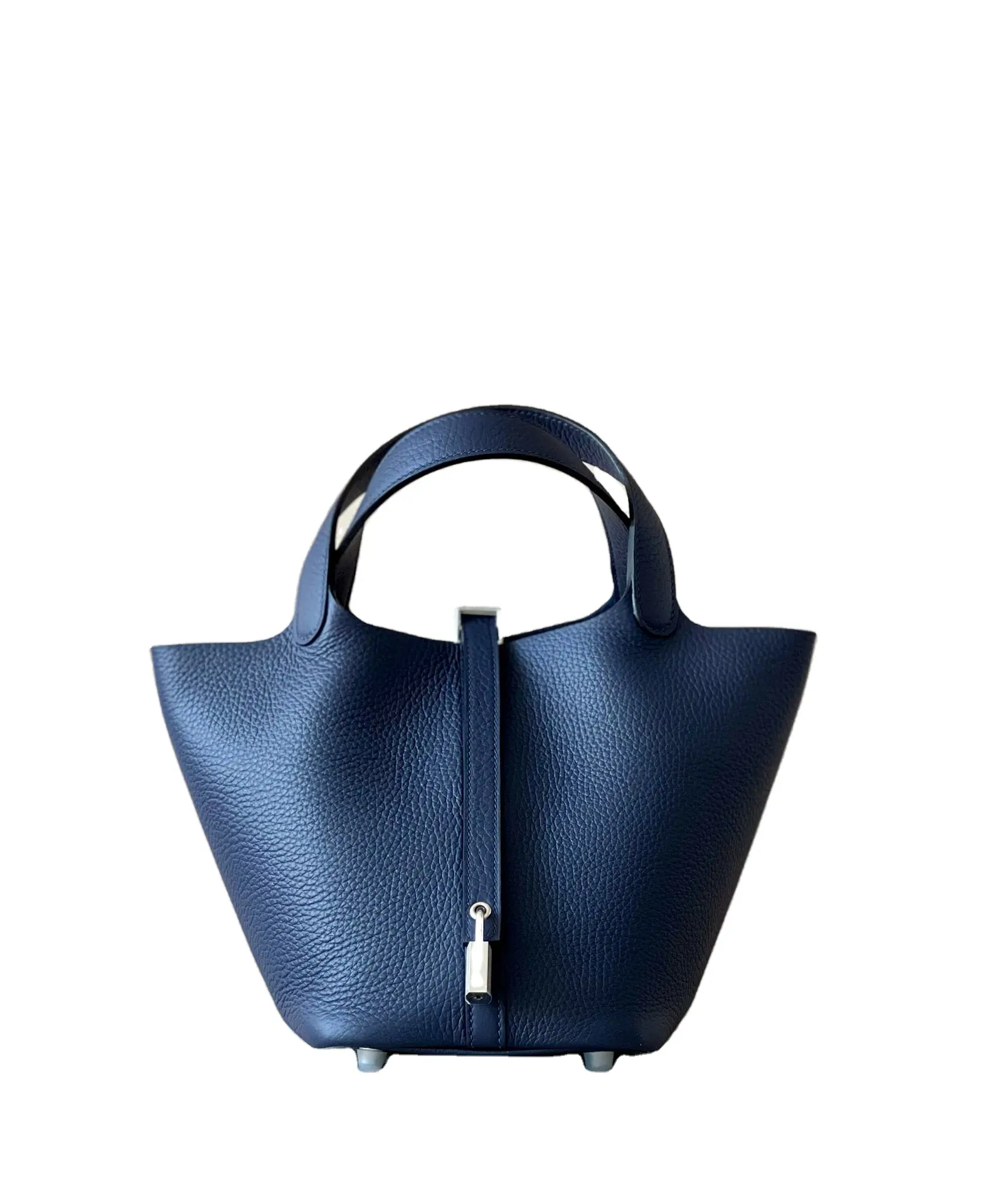 Bolso de marca de lujo hecho a mano de alta calidad, bolso de mujer de diseño, bolso de cubo de calidad 5A, Color 2Z, azul medianoche, 18CM, plateado