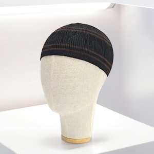 Chapeau Kufi tricoté multicolore haute durabilité avec bonnet de prière rayé pour homme et Kopiah ethnique pour usage quotidien – Casquette ethnique - Product Image 1