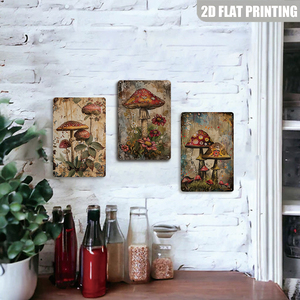 Plaque murale en métal motif champignon volant, imprimé floral, décoration murale pour chalet, ferme, chambre à coucher - Product Image 3
