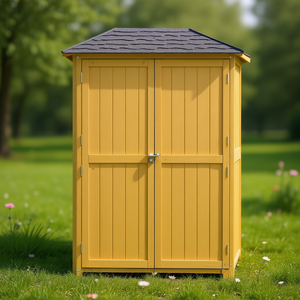 Abri de jardin en bois jaune 5x3 pieds avec serrures pour usage extérieur - Product Image 2