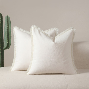 Amity Factory, venta al por mayor, funda de almohada sólida de lujo, Fundas de cojín, <span class=keywords><strong>borlas</strong></span> de algodón lavado, bordes deshilachados <span class=keywords><strong>para</strong></span> la decoración del sofá del hogar - Product Image 4